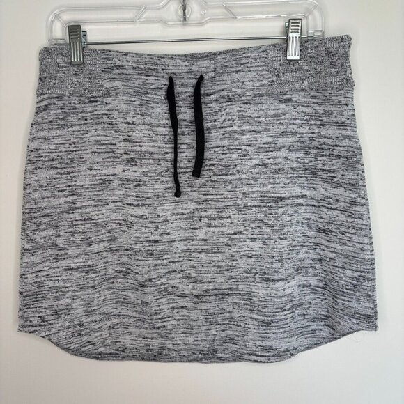 ATHLETA Downplay Medium Knit Mini Grey Pocket Drawstring Pullon Stretch - Picture 1 of 7